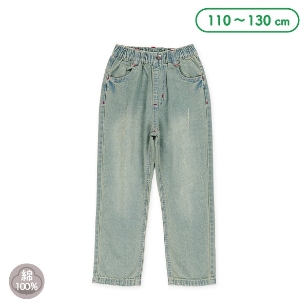 ダメージ風加工デニムパンツ（ヴィンテージブルー）