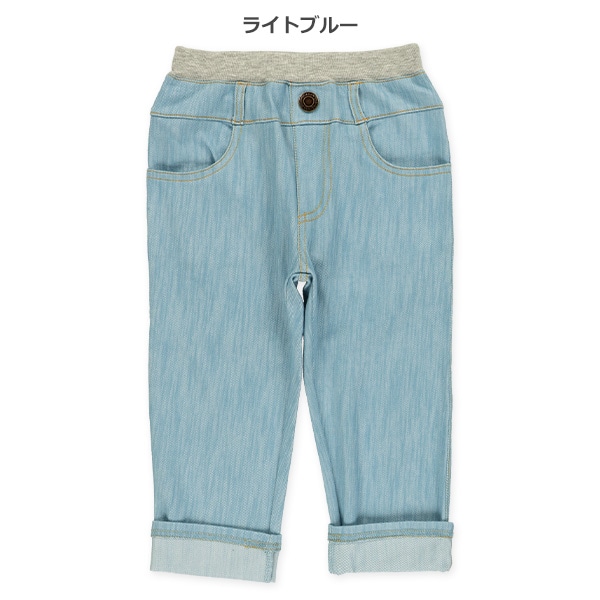 6分丈デニムニットカプリパンツ