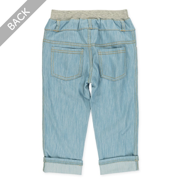 6分丈デニムニットカプリパンツ