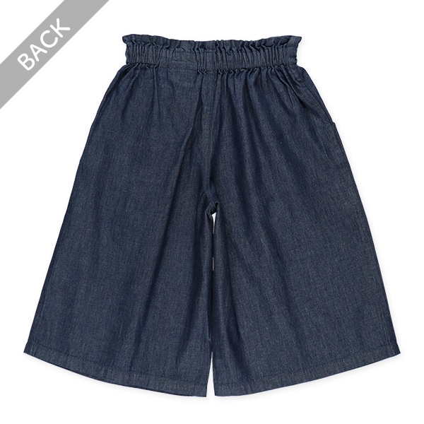 デニムリボン付きワイドパンツ