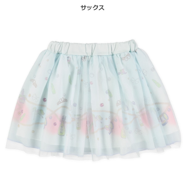 シフォンジュエル柄チュール付きスカート