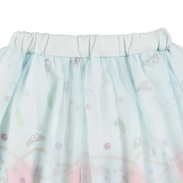 シフォンジュエル柄チュール付きスカート