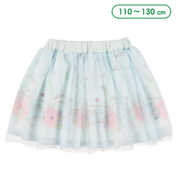 シフォンジュエル柄チュール付きスカート