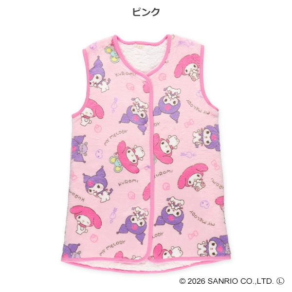 ミンクフリース裏ボアロングポンチョ（マイメロディ・クロミ）
