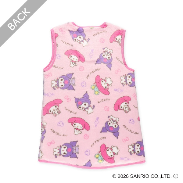 ミンクフリース裏ボアロングポンチョ（マイメロディ・クロミ）