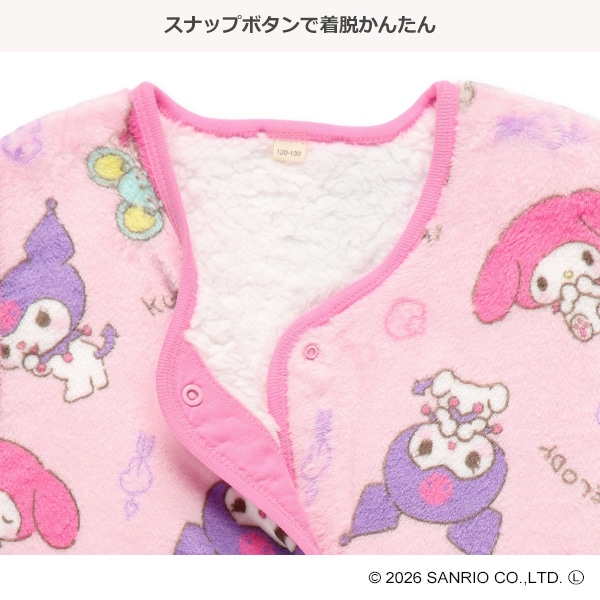 ミンクフリース裏ボアロングポンチョ（マイメロディ・クロミ）