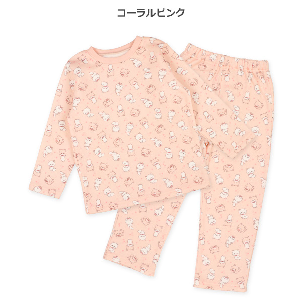 裏起毛長袖パジャマ（ねこ総柄）