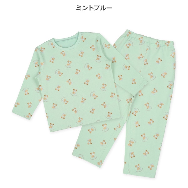 裏起毛長袖パジャマ（おやすみくま総柄）