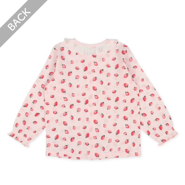 腹巻付き前半開き長袖パジャマ（いちご総柄）