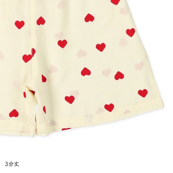 前開き半袖パジャマ（パイピング・ハート総柄）