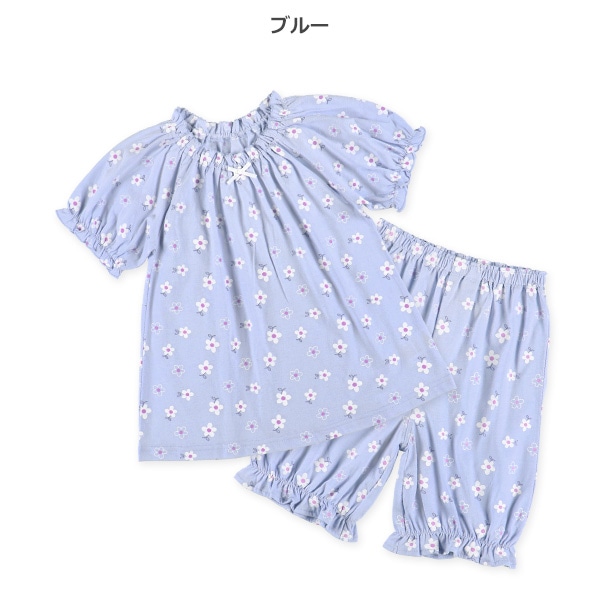 ラグラン半袖パジャマ（花総柄）