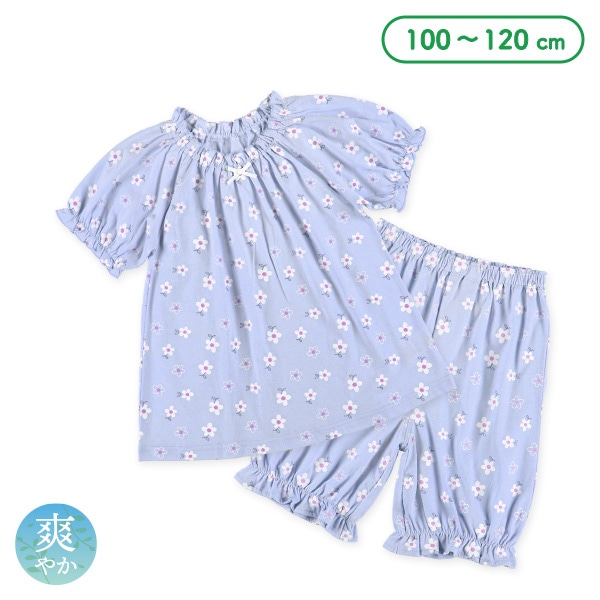 ラグラン半袖パジャマ（花総柄）