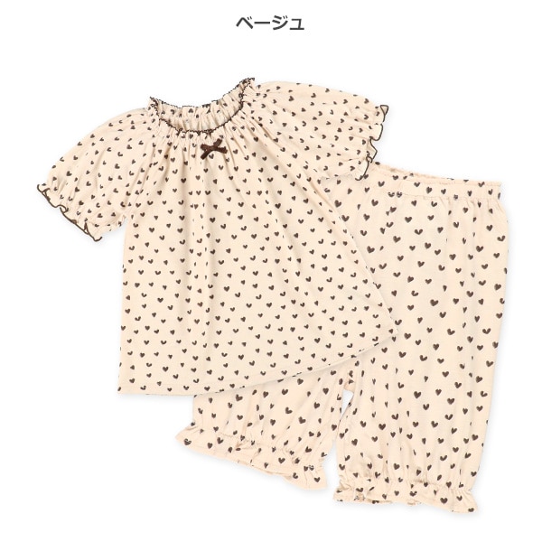 ラグラン半袖パジャマ（くすみハート総柄）