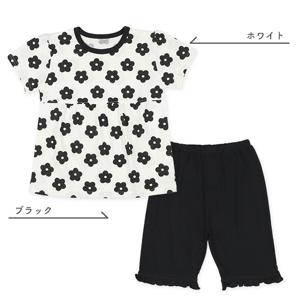 半袖パジャマ（花柄・モノトーン）