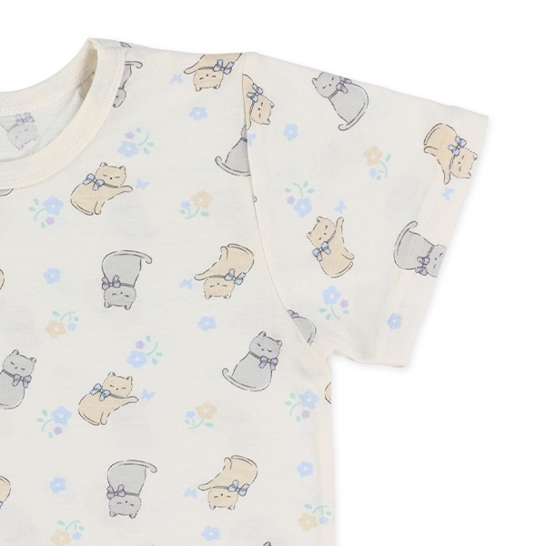腹巻付き半袖パジャマ（ねこ）