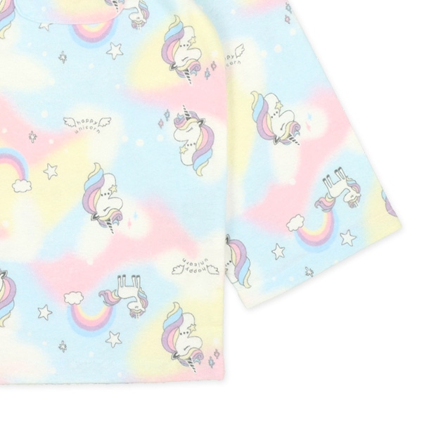 前開き長袖パジャマ（ユニコーン総柄・タイダイ風）