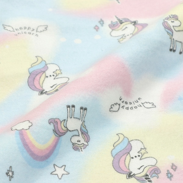 前開き長袖パジャマ（ユニコーン総柄・タイダイ風）