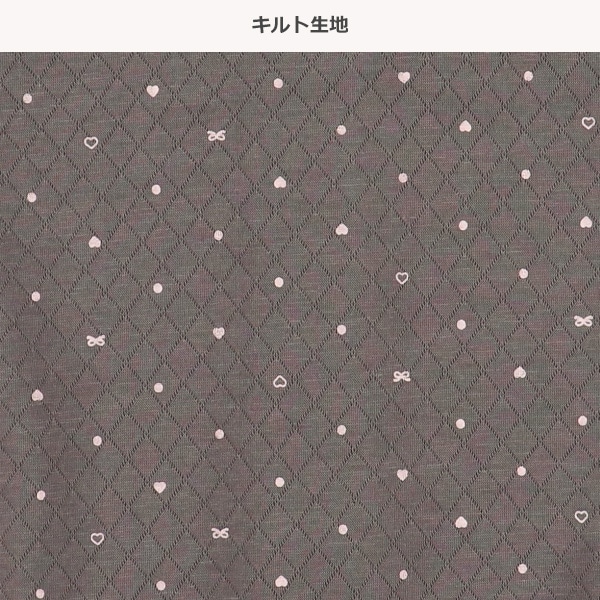 ソフトキルト前開き長袖パジャマ（ハート・フリル）