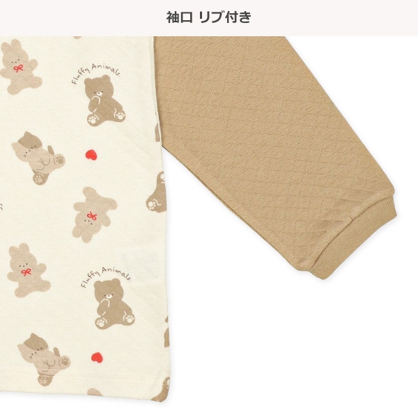 ソフトキルト腹巻付きラグラン長袖パジャマ（くま・うさぎ・ねこ）