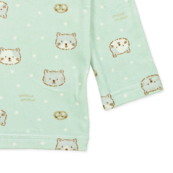 ストレッチマイクロフリース長袖パジャマ（ねこ総柄）