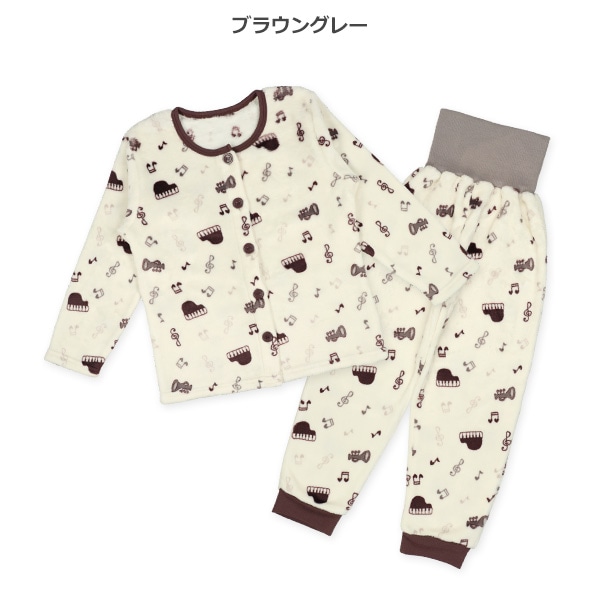 マイクロフリース腹巻付き前開き長袖パジャマ（メロディ）