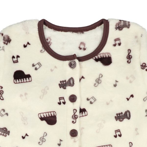 マイクロフリース腹巻付き前開き長袖パジャマ（メロディ）