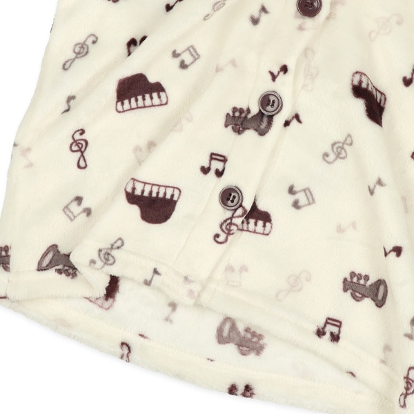 マイクロフリース腹巻付き前開き長袖パジャマ（メロディ）