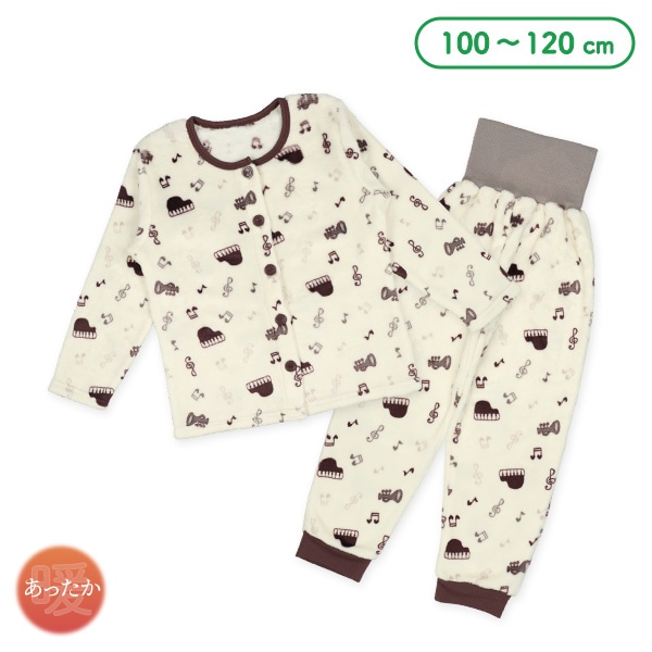 マイクロフリース腹巻付き前開き長袖パジャマ（メロディ）