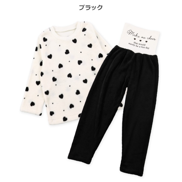 マイクロフリース腹巻付き長袖パジャマ（ブラックハート）