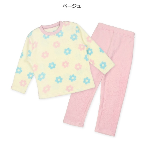 マイクロフリース長袖パジャマ（パステル花柄）