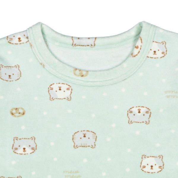 ストレッチマイクロフリース長袖パジャマ（ねこ総柄）