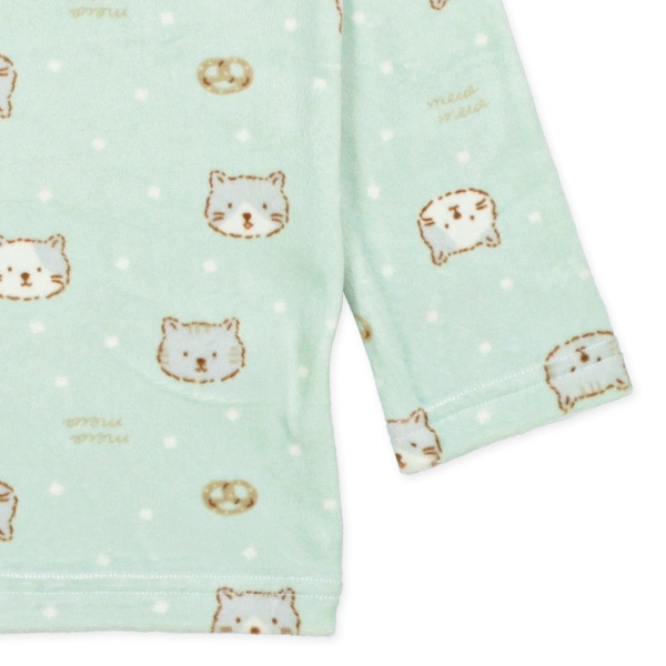 ストレッチマイクロフリース長袖パジャマ（ねこ総柄）
