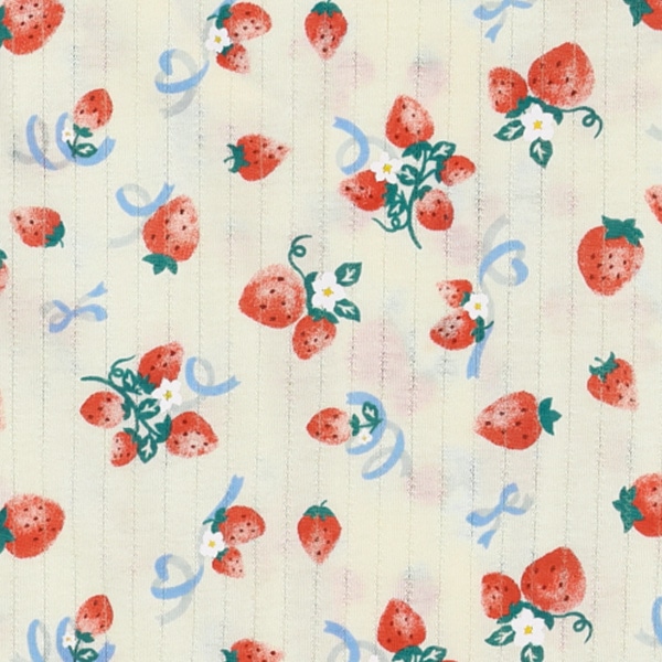 前開き長袖パジャマ（いちご総柄）