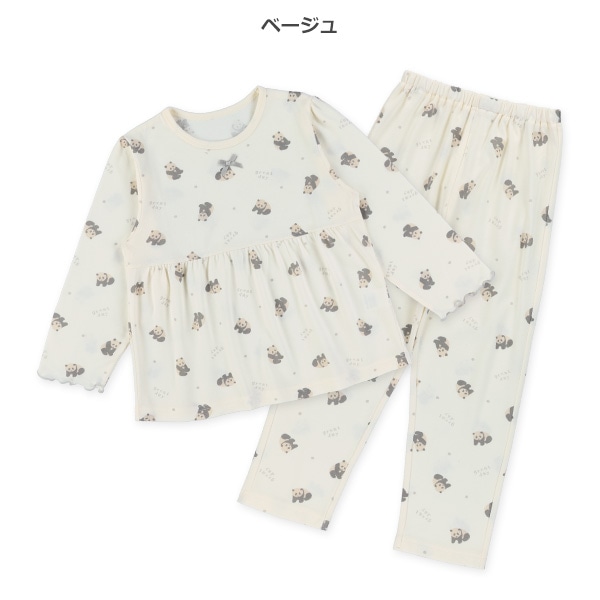 長袖パジャマ（パンダ総柄・ヨーク切り替え）