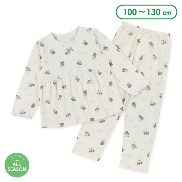 長袖パジャマ（パンダ総柄・ヨーク切り替え）
