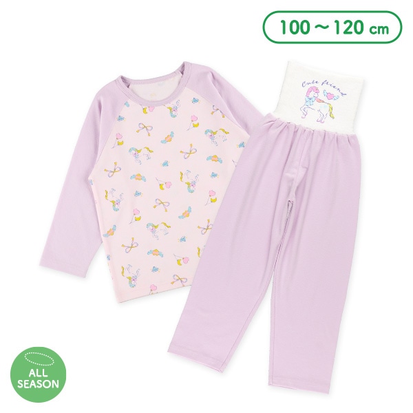 腹巻付きラグラン長袖パジャマ（ユニコーン）