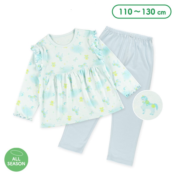 蓄光プリント長袖パジャマ（ユニコーン・くま）