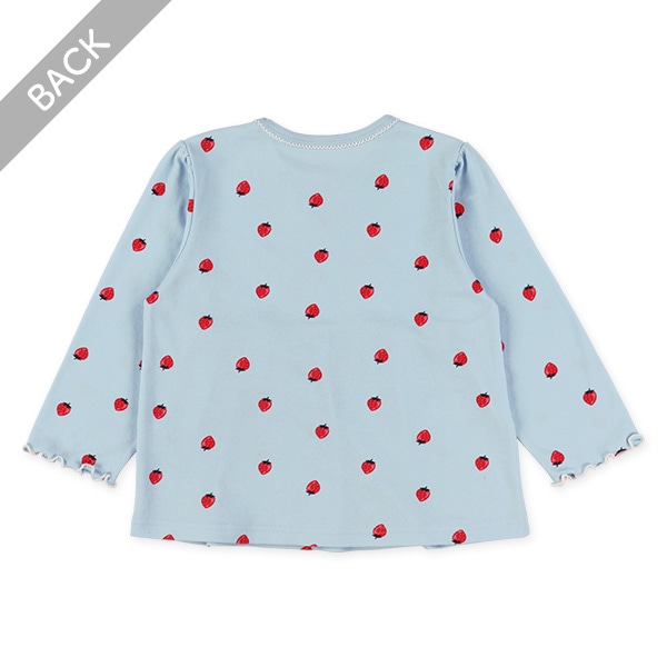 長袖パジャマ（いちご総柄・ヨーク切り替え）