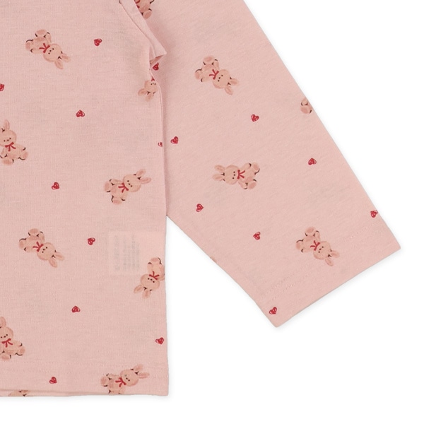 前開き長袖パジャマ（うさぎ・ハート総柄）