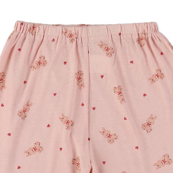 前開き長袖パジャマ（うさぎ・ハート総柄）