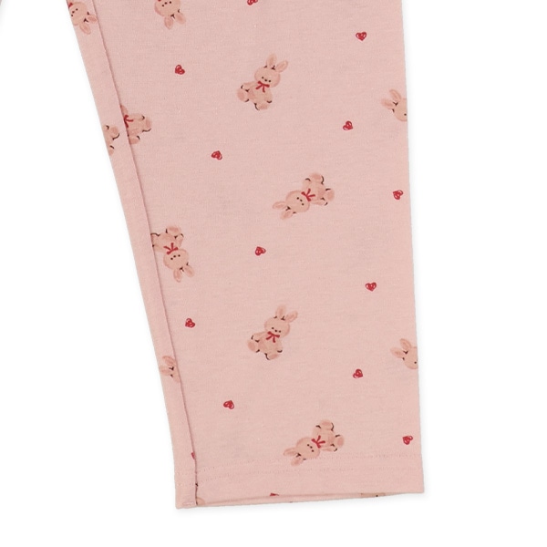 前開き長袖パジャマ（うさぎ・ハート総柄）