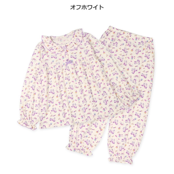 前半開き長袖パジャマ（ユニコーン総柄）