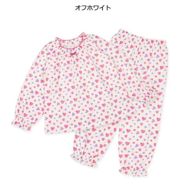 ラグラン長袖パジャマ（ハート総柄）