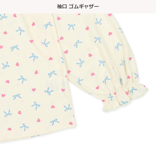 ラグラン長袖パジャマ（リボン総柄）