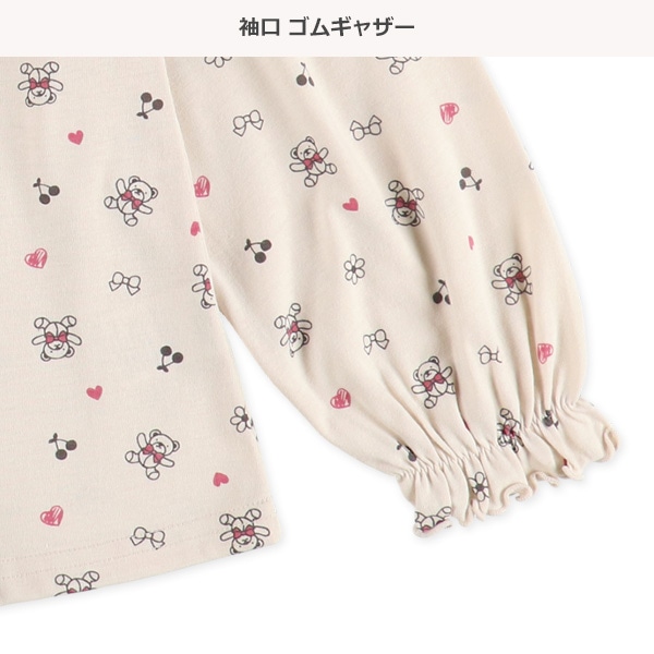 ラグラン長袖パジャマ（スモック・くま総柄）