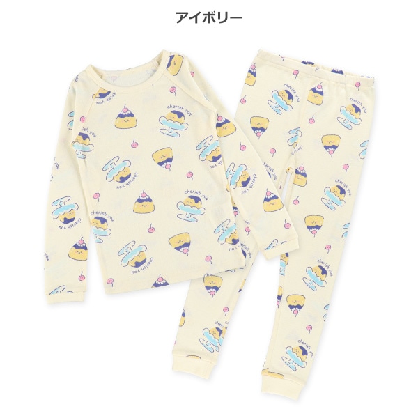 スリムフィットラグラン長袖パジャマ（プリン総柄）