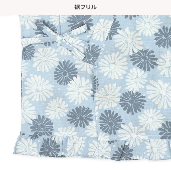 帯付き甚平ドレス（くすみ花）