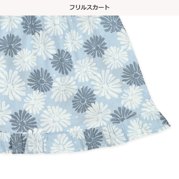 帯付き甚平ドレス（くすみ花）