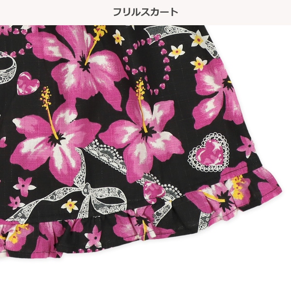 帯付き甚平ドレス（花・レース柄）