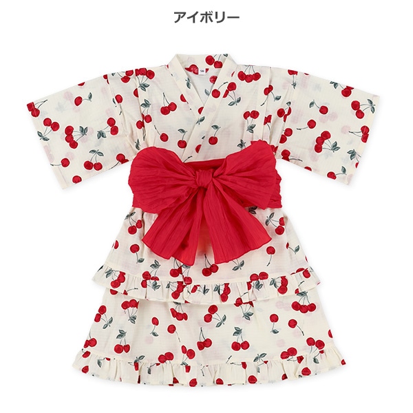 帯び付き甚平ドレス（さくらんぼ）